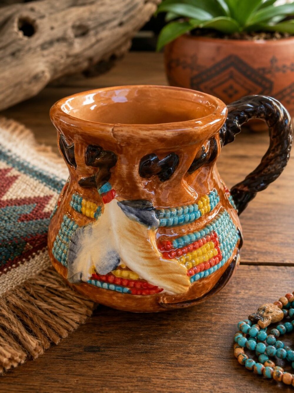 Gaham 2006 Black Bear Surprise Mug Southwest Pouch Ceramic Signed